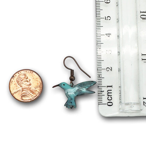 Tiny Hummingbirds copper earrings
