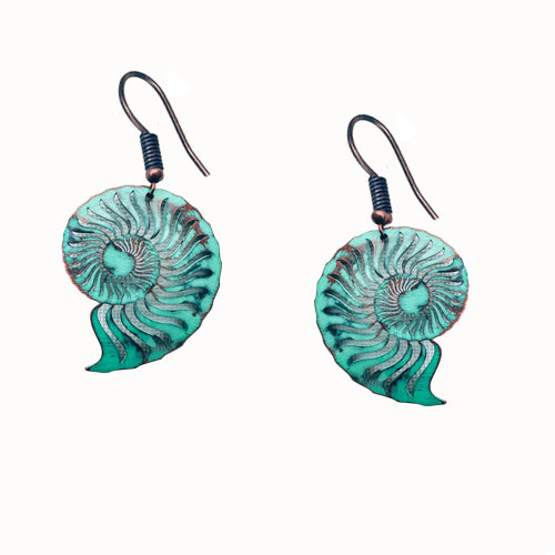 Nautilus copper earrings-Choose your color.