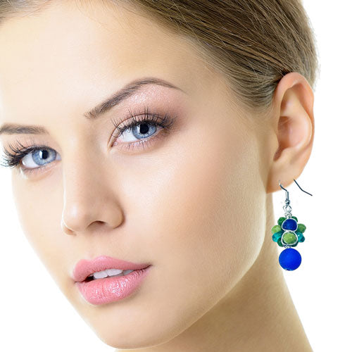 Sea Glass Blue Lime Earrings