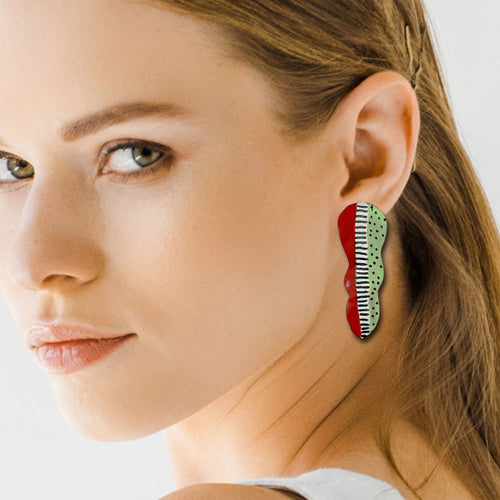 Red,White Green Stud Earrings