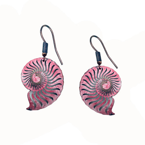Nautilus copper earrings-Choose your color.