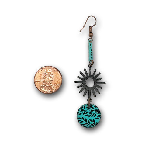 Long Copper Dangle  Earrings