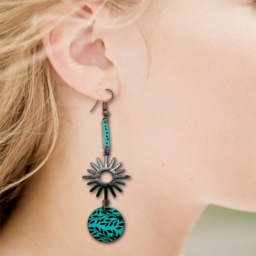 Long Copper Dangle  Earrings