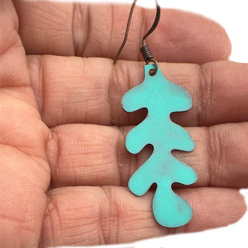 Oak Leaf Dangle Turquoise Earrings