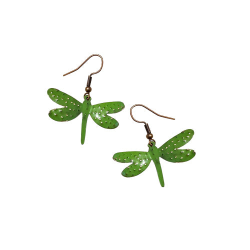 Yellow/ Olive Green dragonflies dangle Earrings.