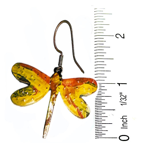 Blue and Yellow dragonflies dangle Earrings