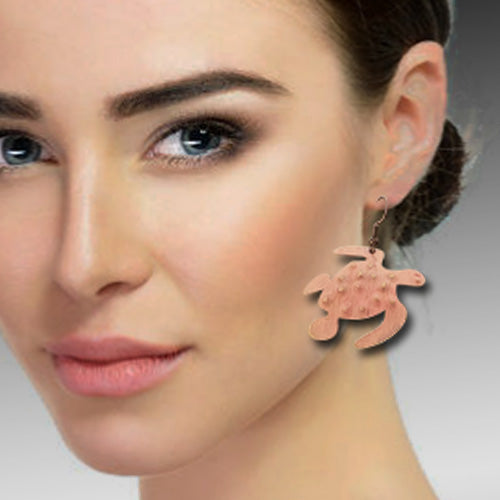 Turtle Coral Copper Earrings