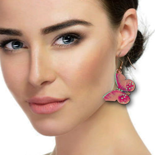 Red dangle butterfly Earrings.