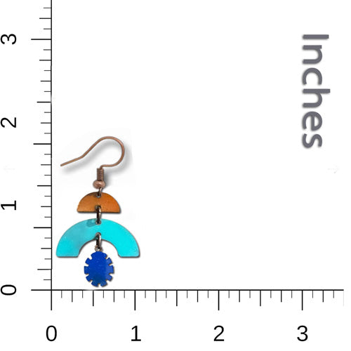 Orange, Blue Turquoise Dangle Earrings