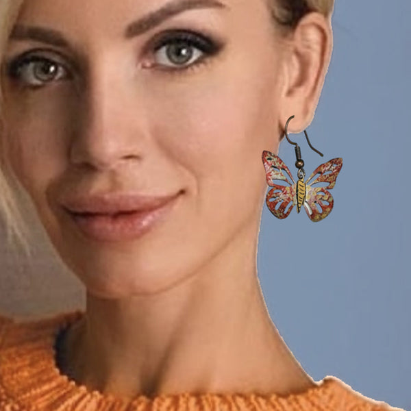 Earthy colors  dangle butterfly Earrings