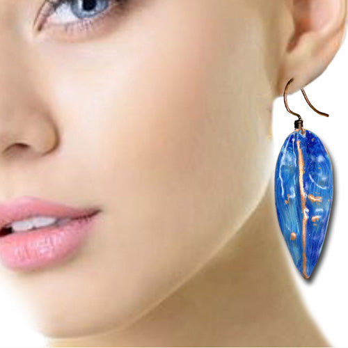 Cobalt Blue Dangle Copper Earrings