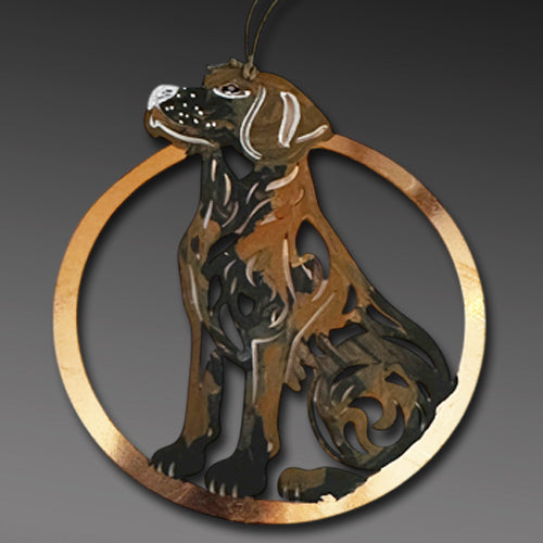Black Moca handpaint Dog Copper Ornament.
