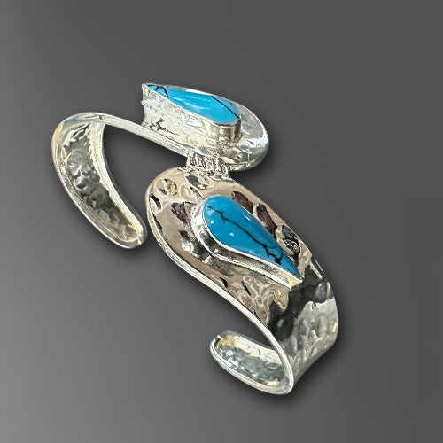 TURQUOISE Gemstone Silver Cuff.