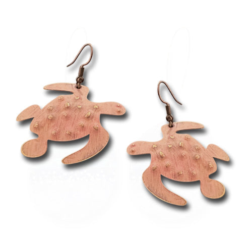 Turtle Coral Copper Earrings