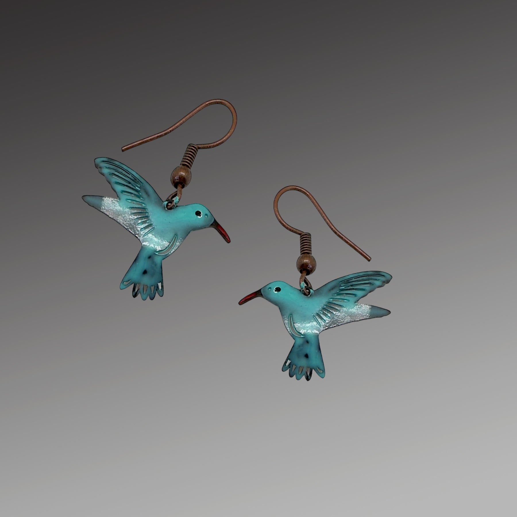 Tiny Hummingbirds copper earrings