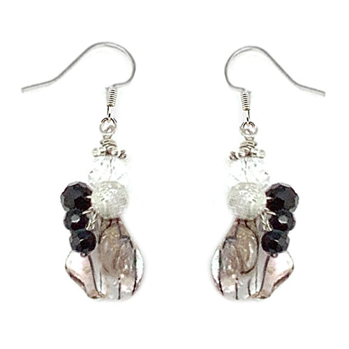 Zebra Black White Dangle Earrings