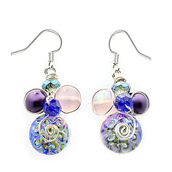 Purple Blue Art Glass Earrings