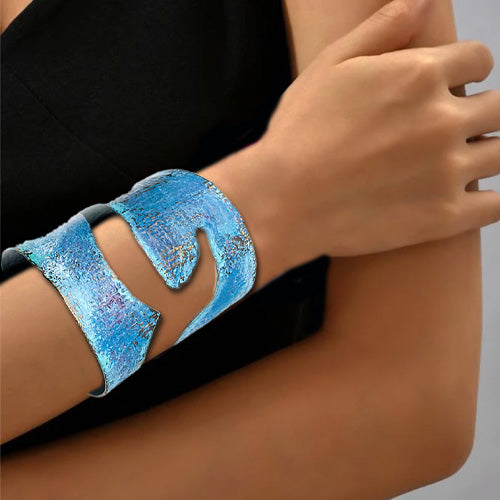 Wide Blue Bird Cuff Bracelet
