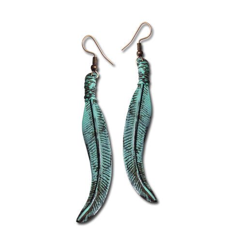 Feather Turquoise dangle earrings (Short or long)