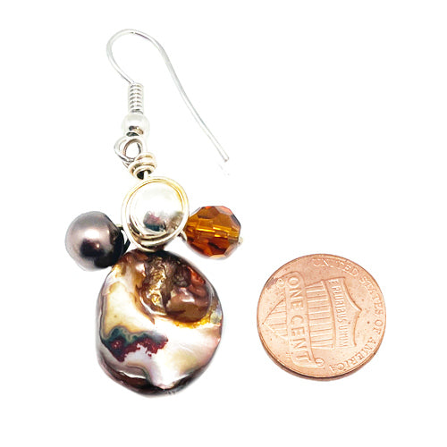 Brown Mother of Pearls Dangle Earrings