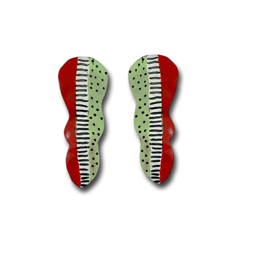 Red,White Green Stud Earrings