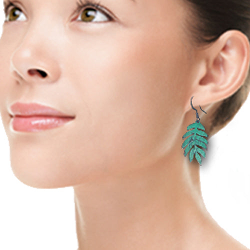 BLUE -Azure LEAF DANGLE EARRINGS