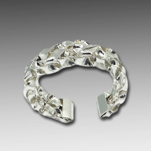 Silver Wide Woven Wide Cuff.