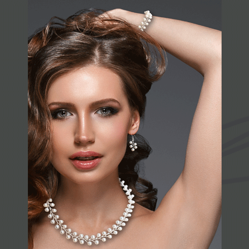 White Pearls U Necklace/ Matching Earring/Bracelet Options.