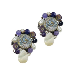 Woven Amethyst Pearls Earrings
