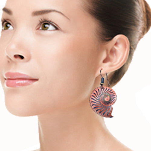 Nautilus copper earrings-Choose your color.