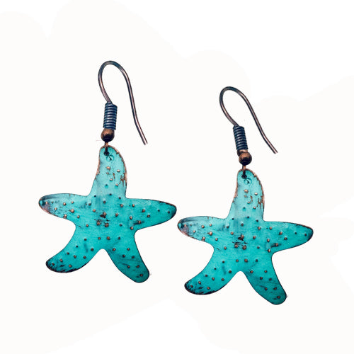 Turquoise Starfish Copper Earrings