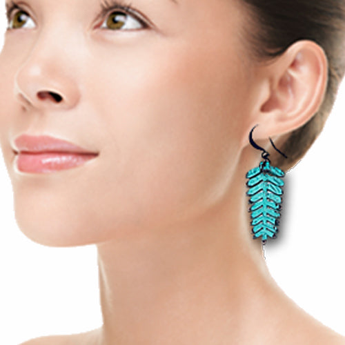 Turquoise COPPER LEAF EARRINGS