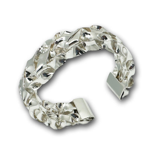Silver Wide Woven Wide Cuff.