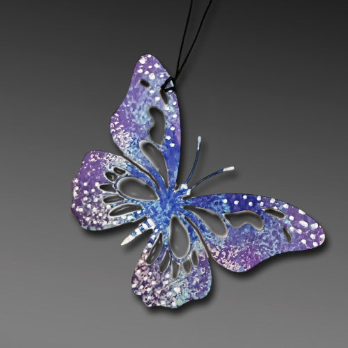 Butterfly Purple /Blue  Copper Ornament.