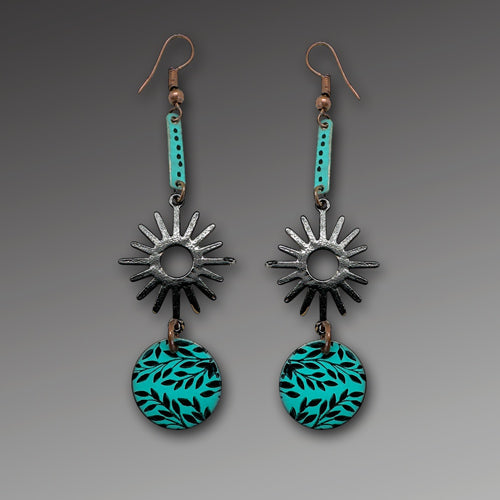 Long Copper Dangle  Earrings