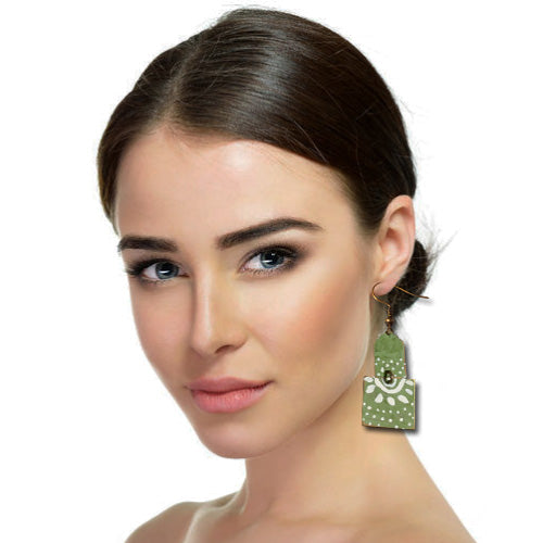 Geometric Olive Earrings
