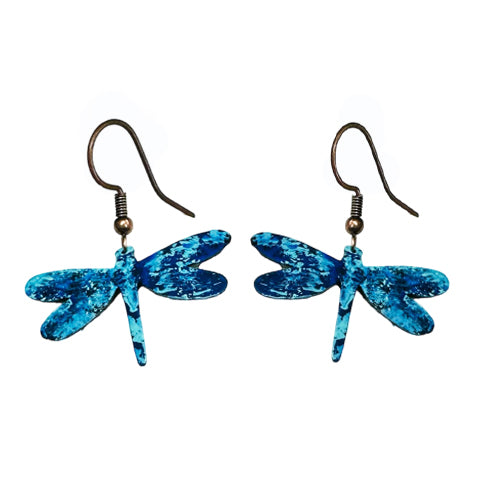 Blue and Yellow dragonflies dangle Earrings