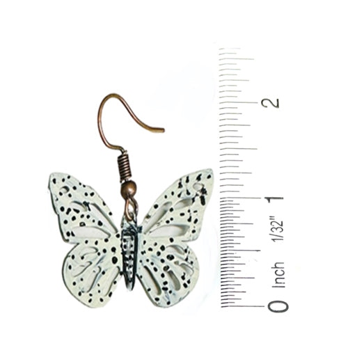 White copper dangle butterfly Earrings