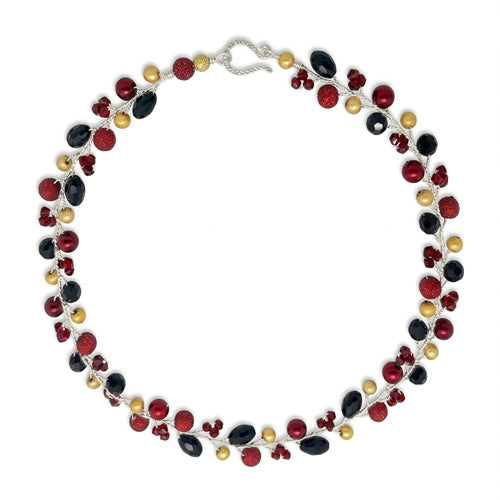 Burgundy & Black Holiday Garland Necklace Set — Limited Edition!