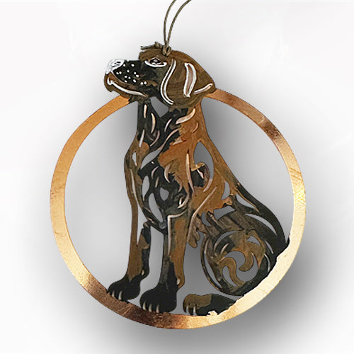 Black Moca handpaint Dog Copper Ornament.