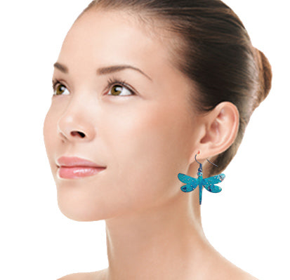 Turquoise Dragonfly Copper Earrings