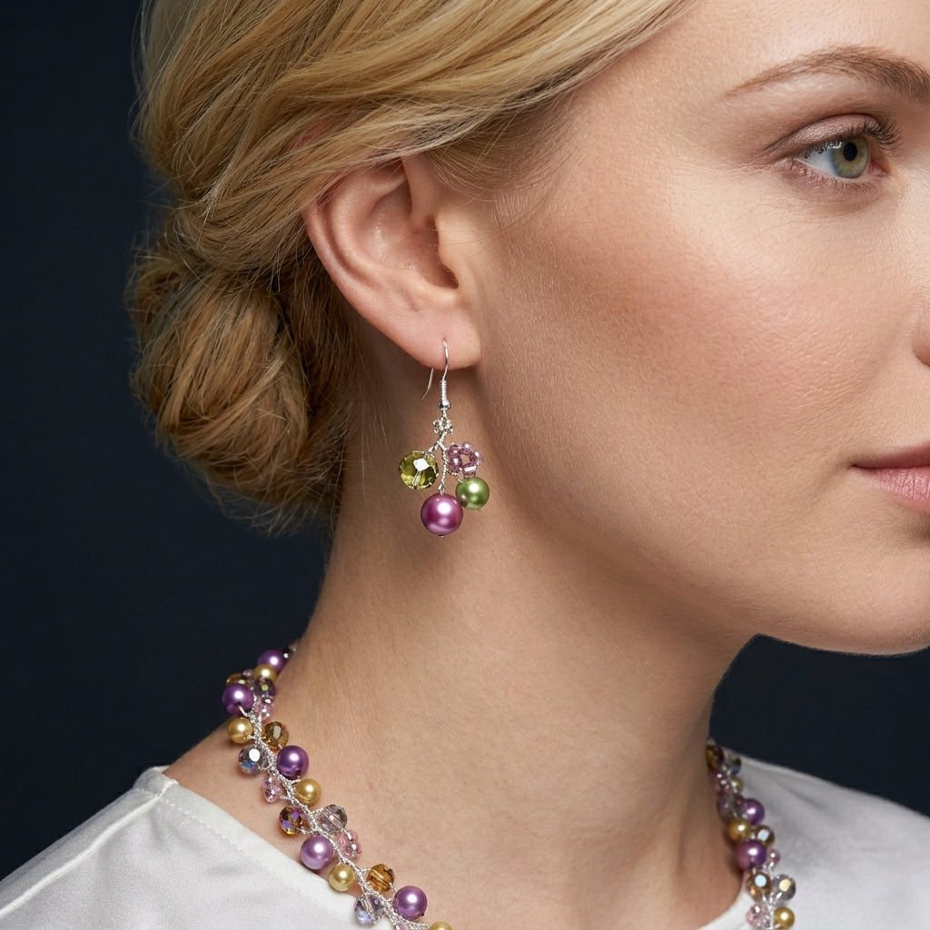 Purple & Green Garland Necklace/Earrings option