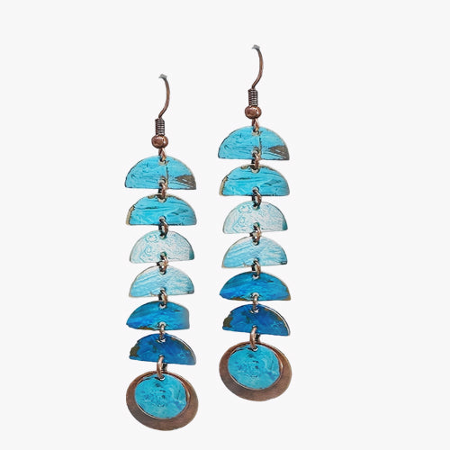 Layers Half Moon Copper Patina earrings