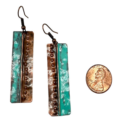 Rectangle Copper Turquoise Dangle earrings