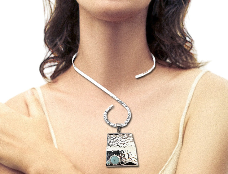 Light Blue Turquoise Cabochon Pendant.