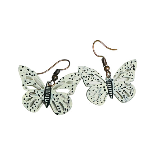 White copper dangle butterfly Earrings