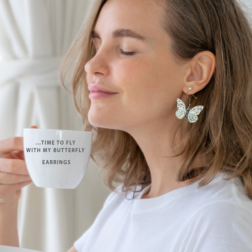 White copper dangle butterfly Earrings