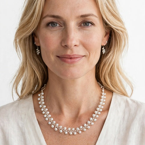 Pearl Vine U Necklace Matching Earring/Bracelet Options.