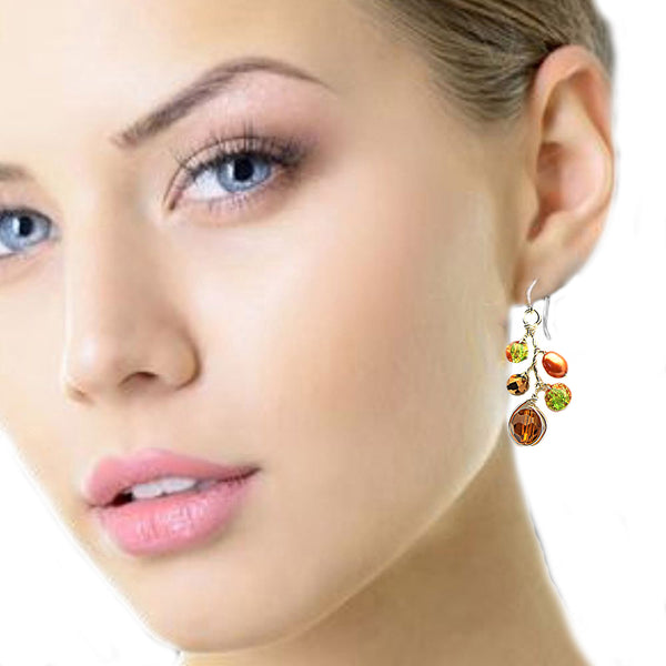 Orange Crystal Earrings