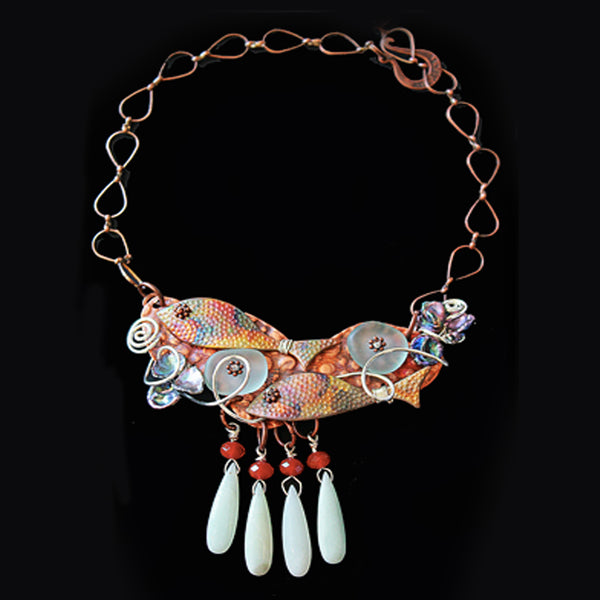 Aquamaring& Seaglass Sealife Copper Necklace - Nurit Niskala